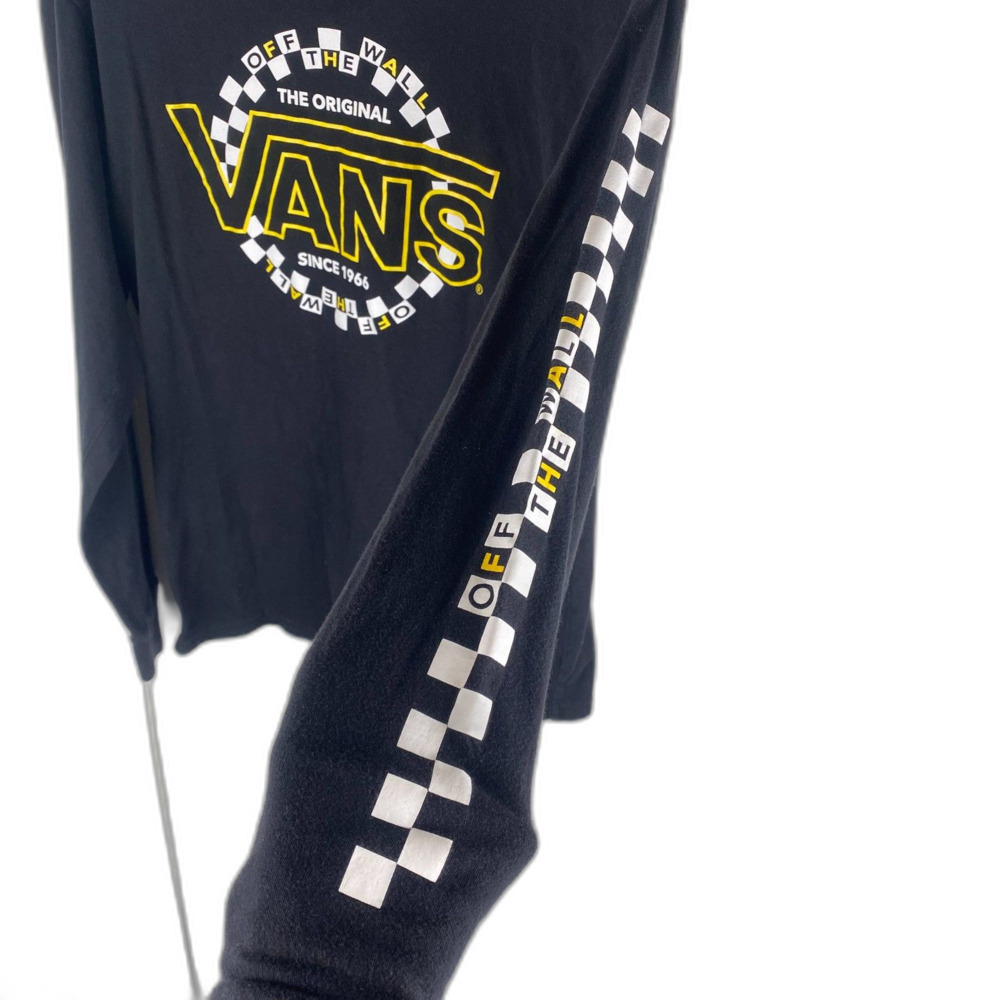 Vans Off the Wall Black and Checkered Long Sleeve T-shirt Men's Medium Skater - Picture 2 of 5